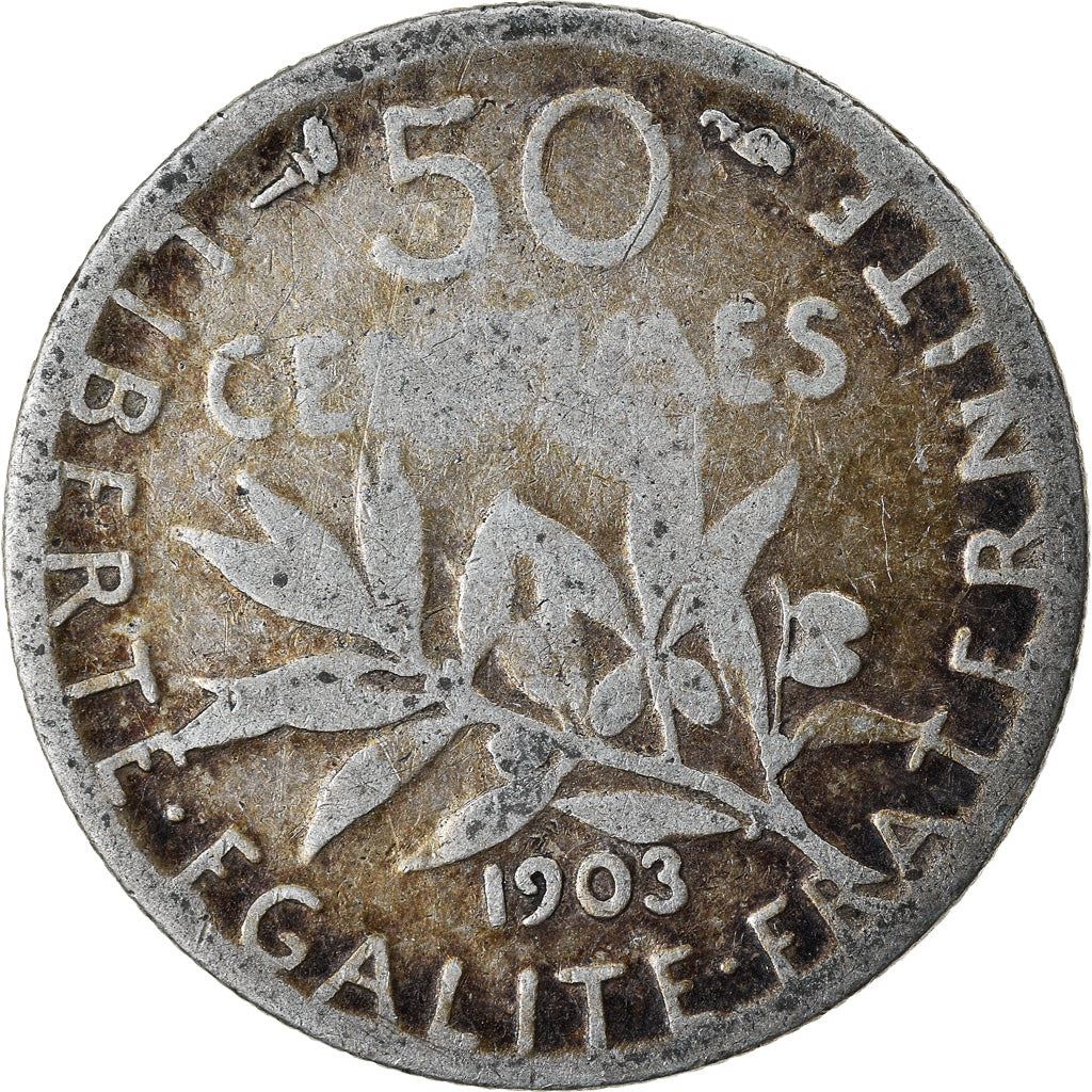 French 50 Centimes Coin | Silver | KM854 | France | 1897 - 1920