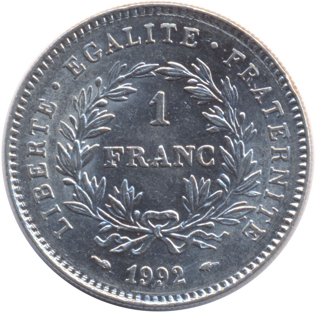 French Coin 1 Franc | French Republic | KM1004.1 | France | 1992