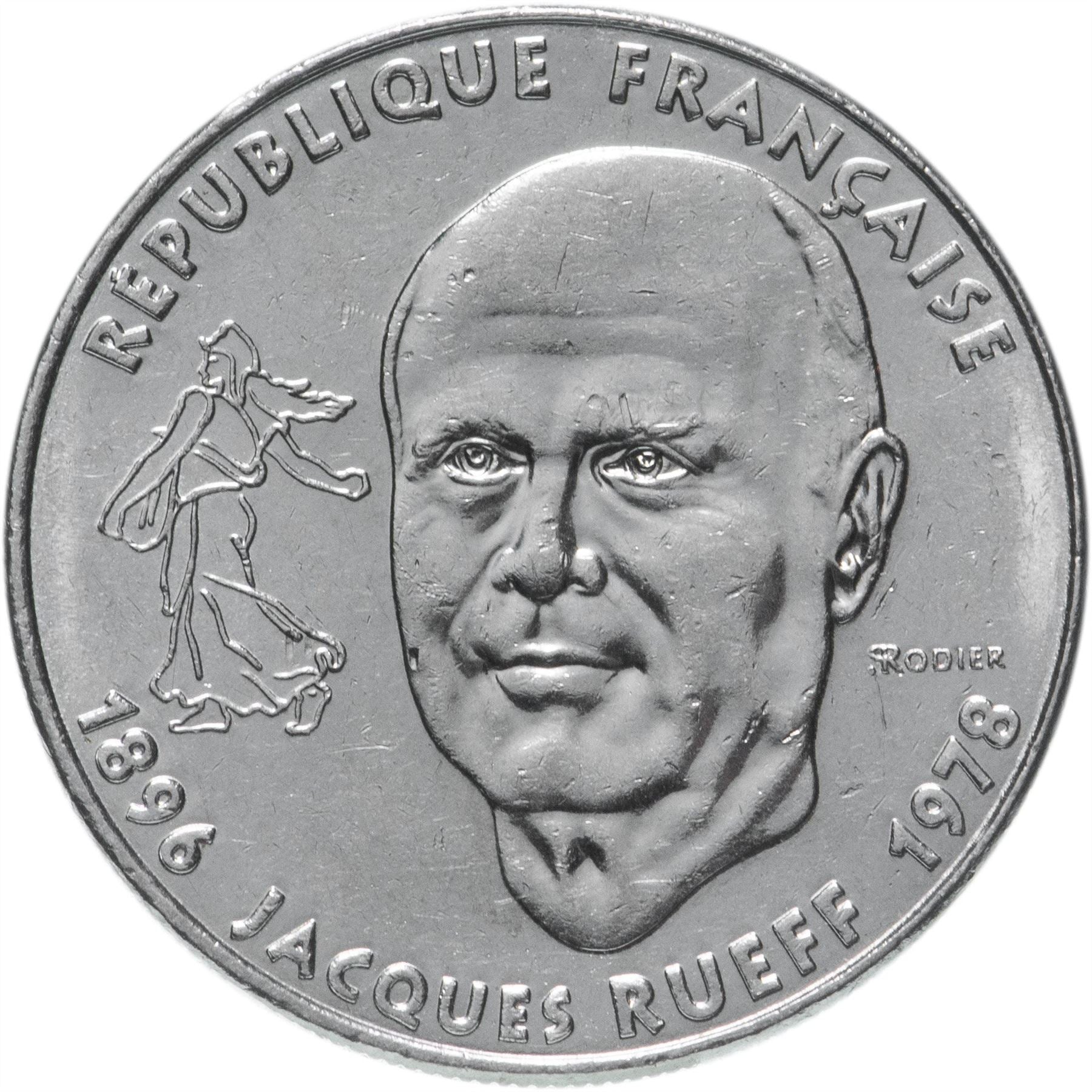 French Coin 1 Franc Jacques Rueff | KM1160 | France | 1996