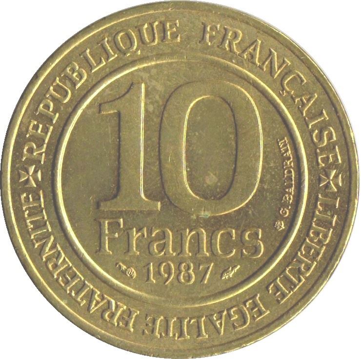 French Coin 10 Francs | Hugh Capet | KM961d | France | 1987