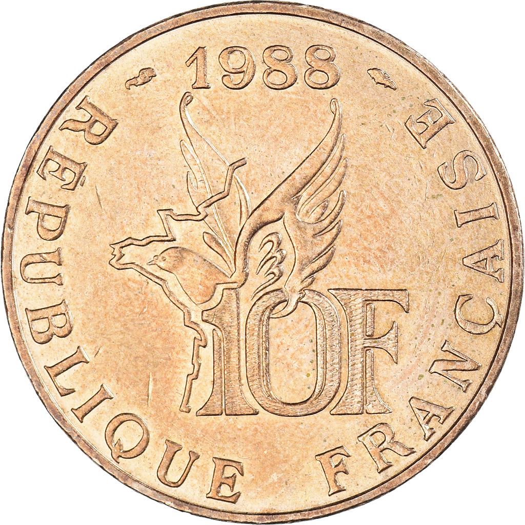 French Coin 10 Francs | Roland Garros | Bird | Plane | KM965 | France | 1988