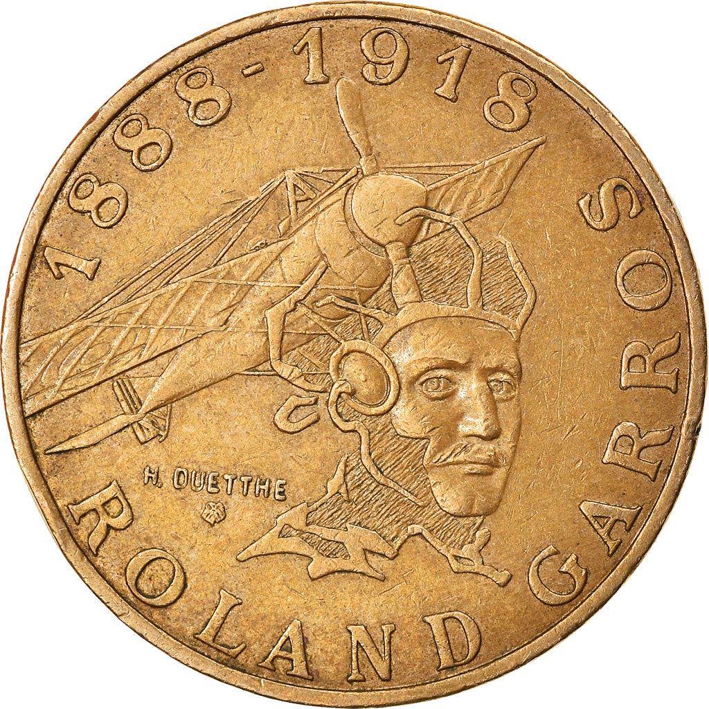 French Coin 10 Francs | Roland Garros | Bird | Plane | KM965 | France | 1988