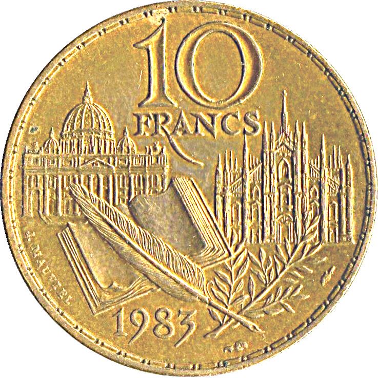 French Coin 10 Francs | Stendhal | KM953 | France | 1983