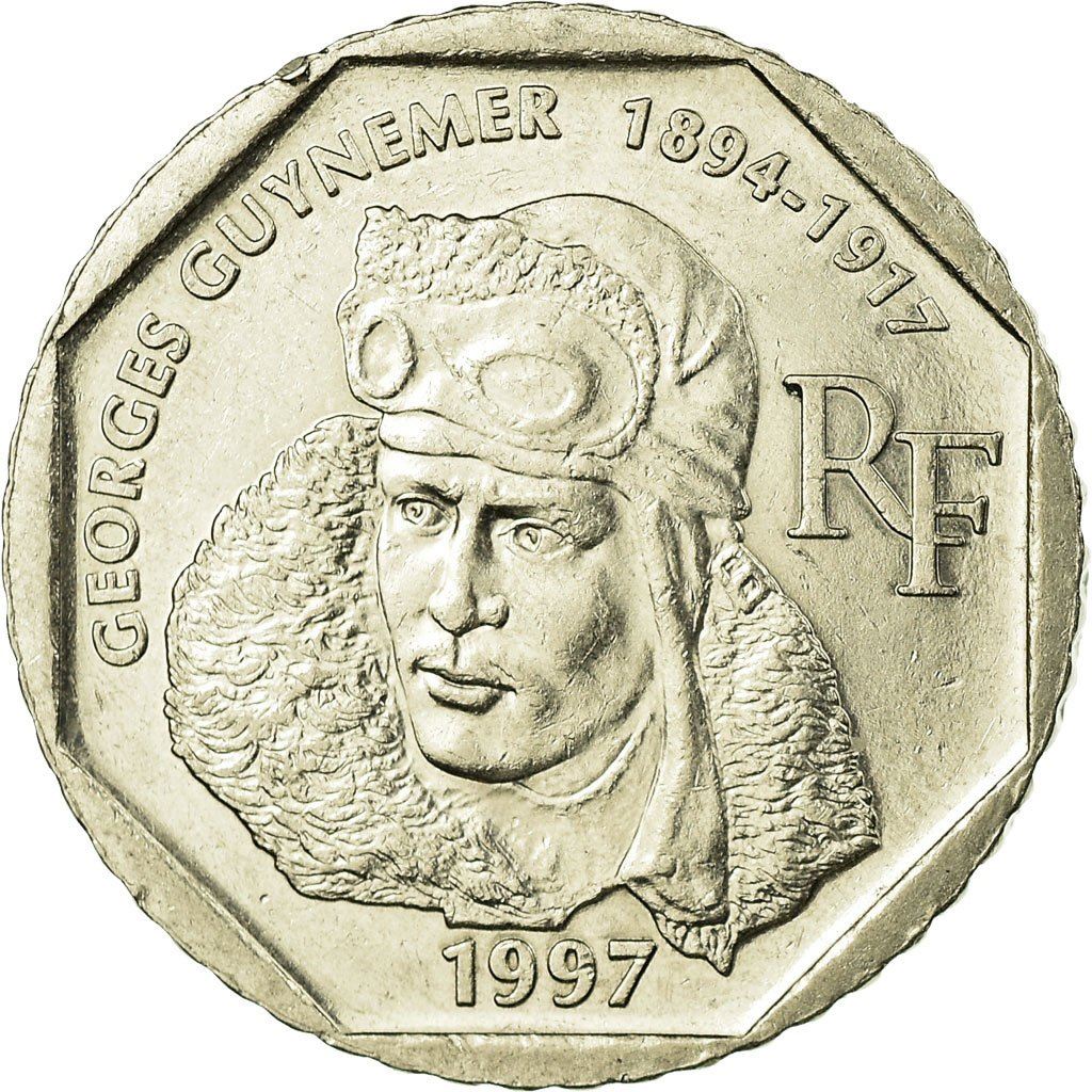 French Coin 2 Francs | Georges Guynemer | KM1187 | France | 1997