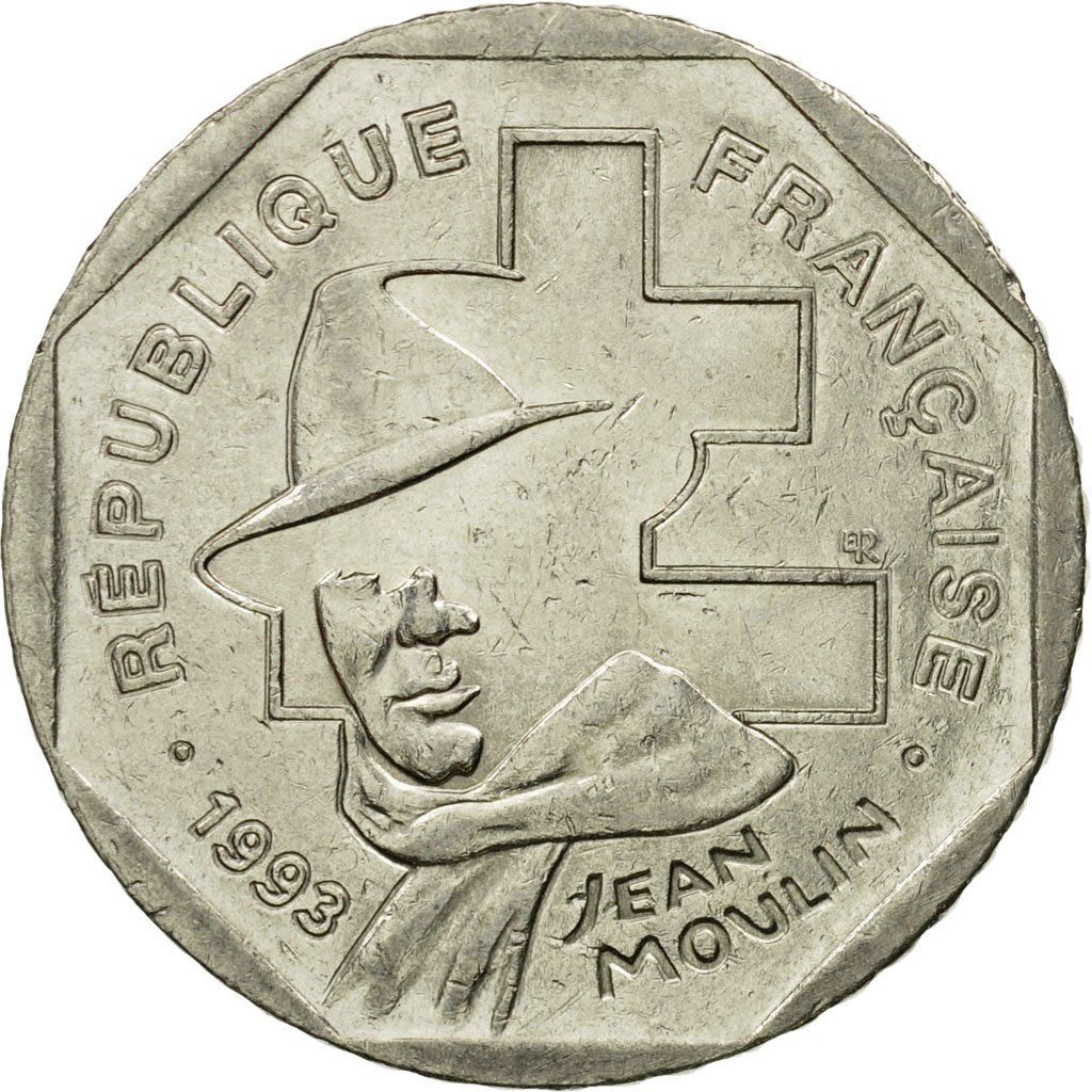 French Coin 2 Francs | Jean Moulin | KM1062 | France | 1993