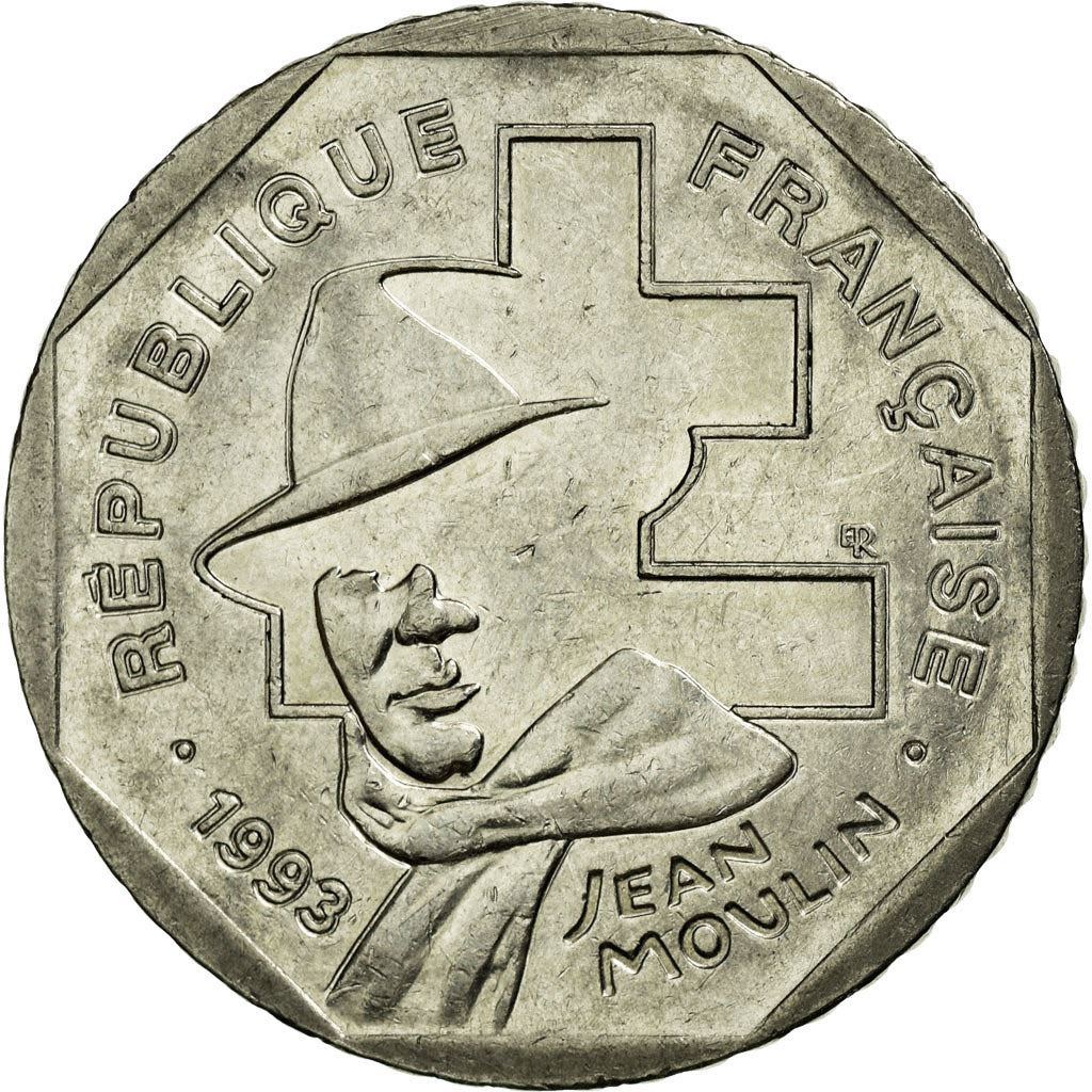 French Coin 2 Francs | Jean Moulin | KM1062 | France | 1993