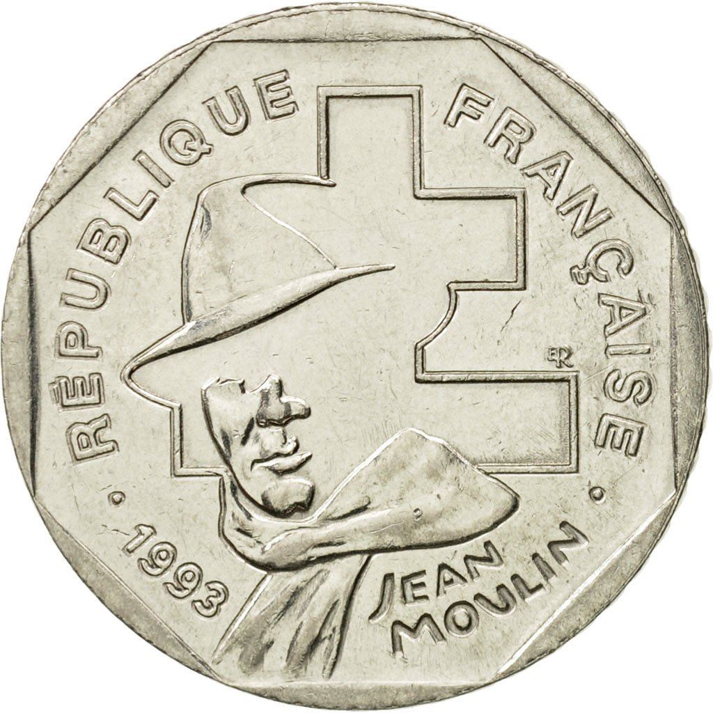 French Coin 2 Francs | Jean Moulin | KM1062 | France | 1993