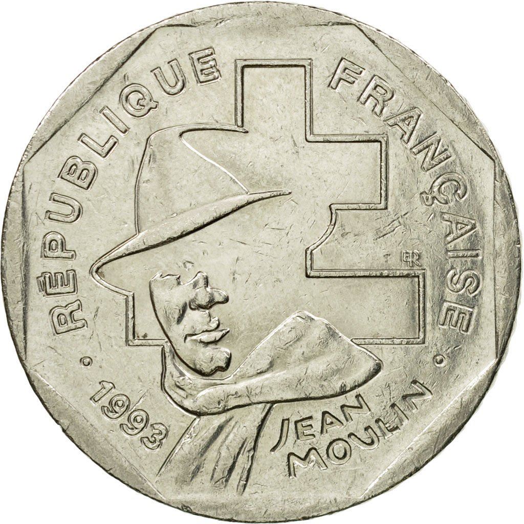 French Coin 2 Francs | Jean Moulin | KM1062 | France | 1993