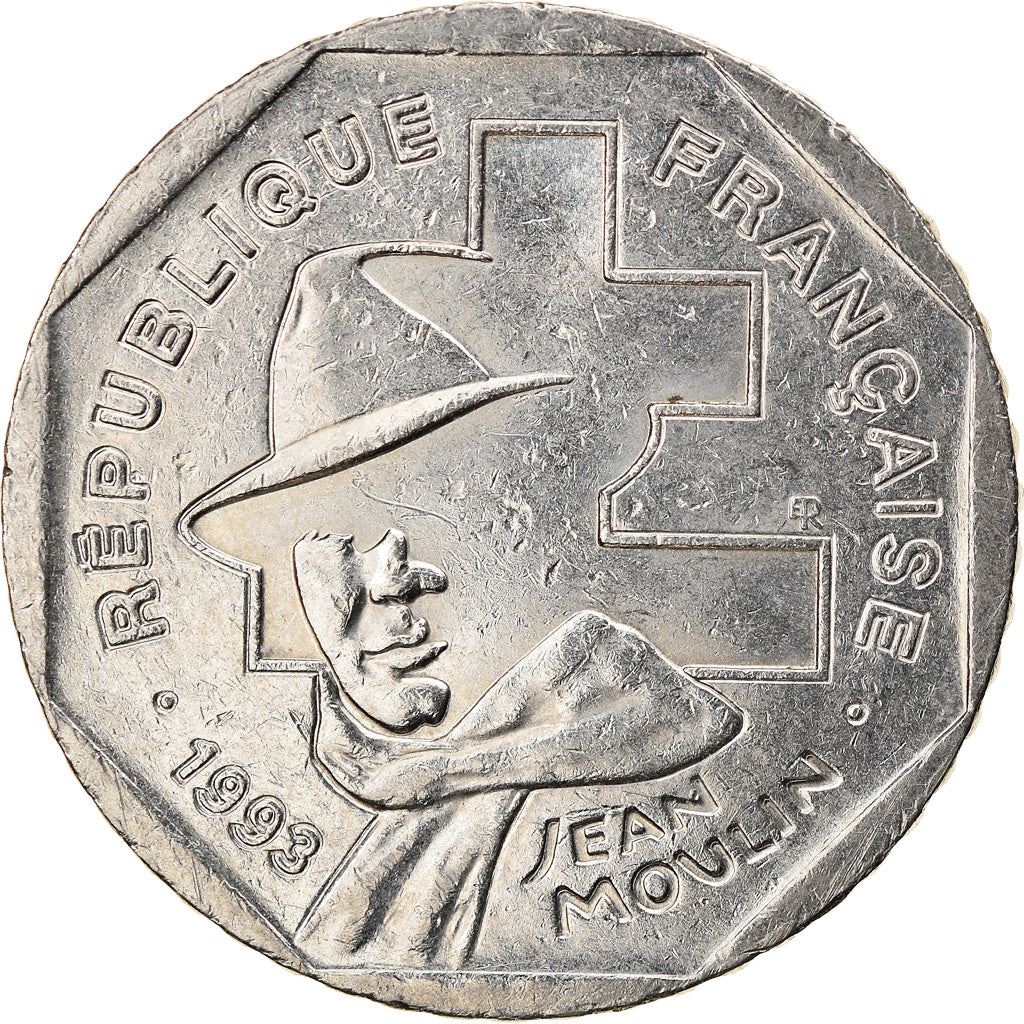 French Coin 2 Francs | Jean Moulin | KM1062 | France | 1993