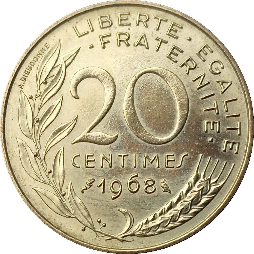 French Coin 20 Centimes | KM930 | France | 1962 - 2001