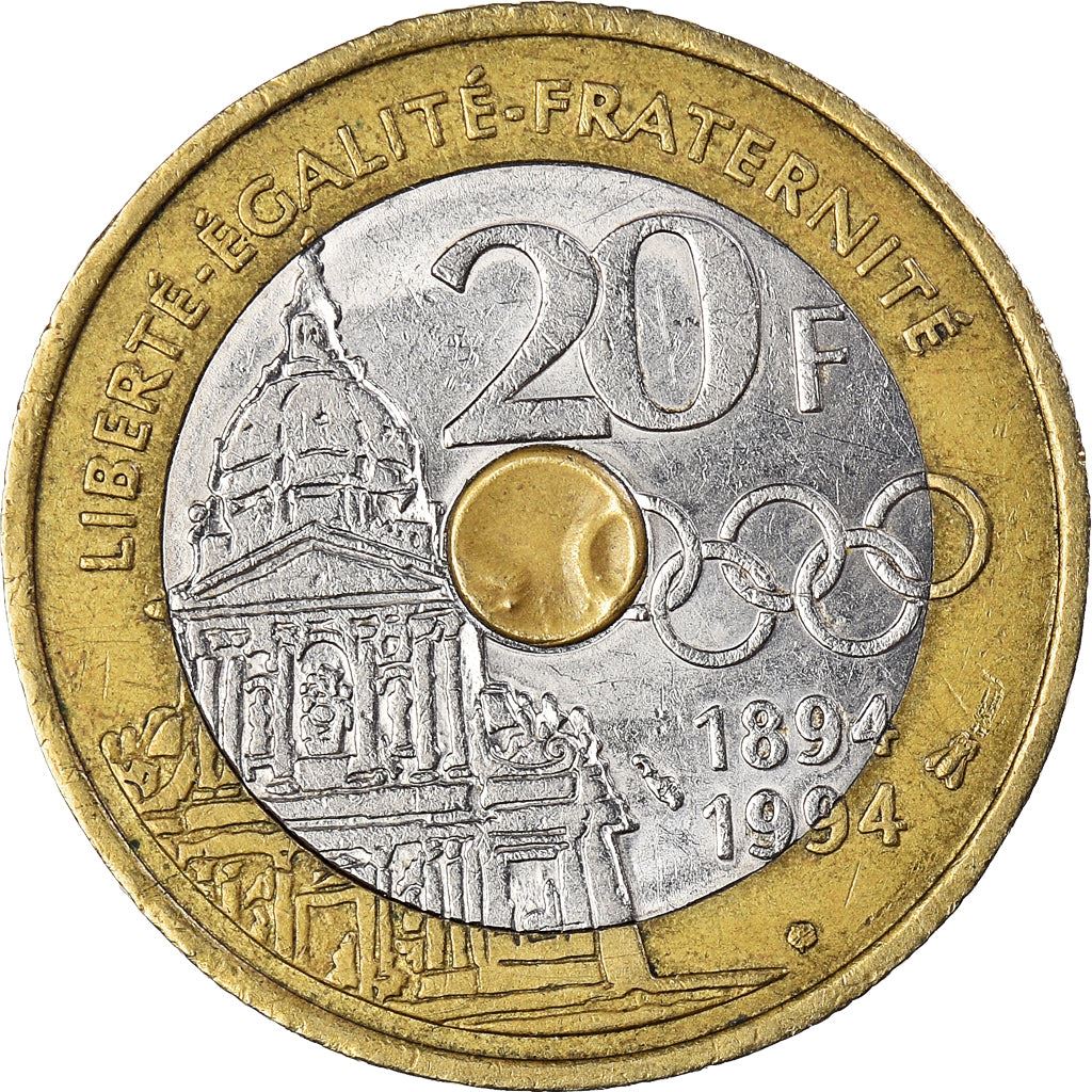 French Coin 20 Francs | Pierre de Coubertin | KM1036 | France | 1994