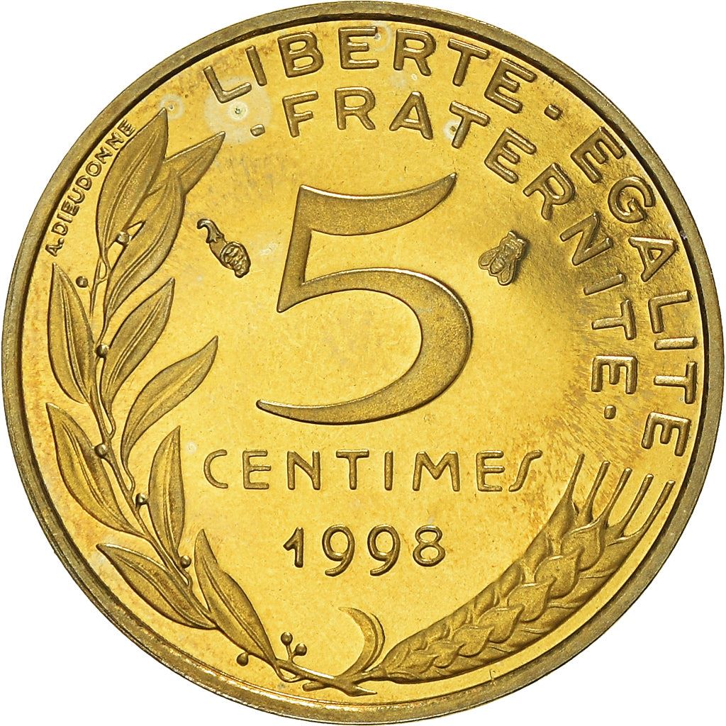 French Coin 5 Centimes | KM933 | France | 1966 - 2001