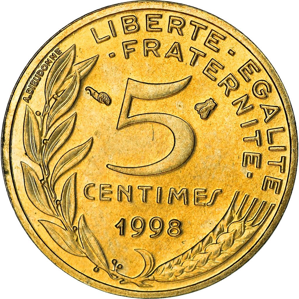 French Coin 5 Centimes | KM933 | France | 1966 - 2001