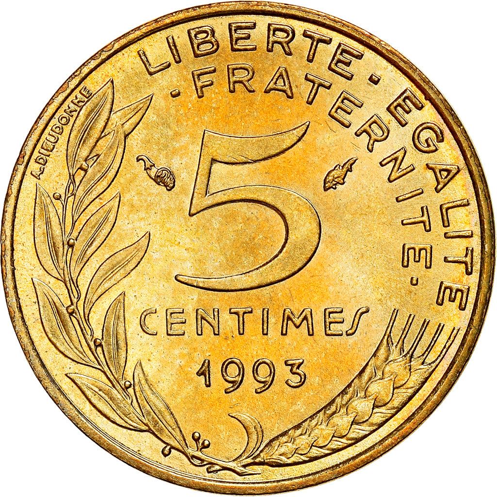 French Coin 5 Centimes | KM933 | France | 1966 - 2001