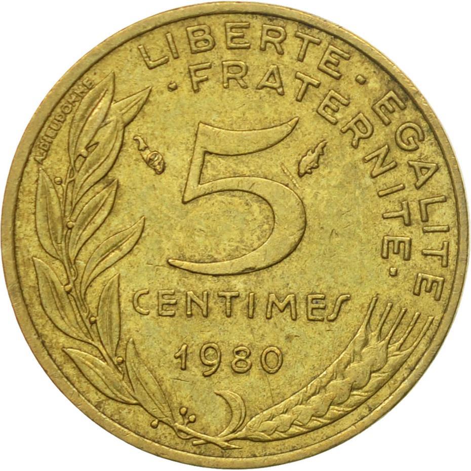 French Coin 5 Centimes | KM933 | France | 1966 - 2001