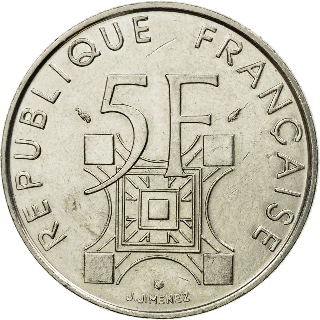 French Coin 5 Francs | Eiffel Tower | KM968 | France | 1989