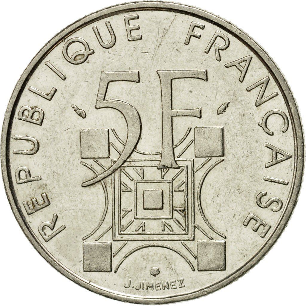 French Coin 5 Francs | Eiffel Tower | KM968 | France | 1989