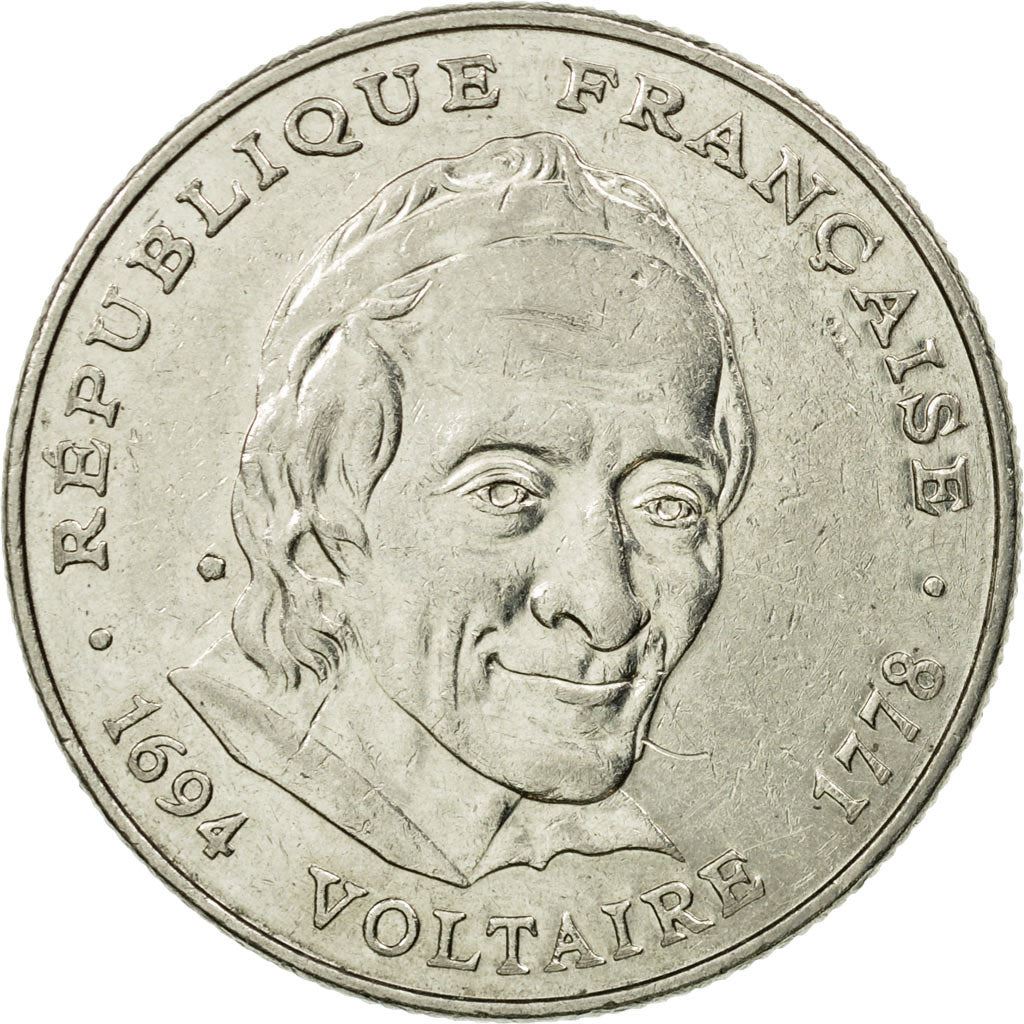 French Coin 5 Francs | Voltaire | KM1063 | France | 1994