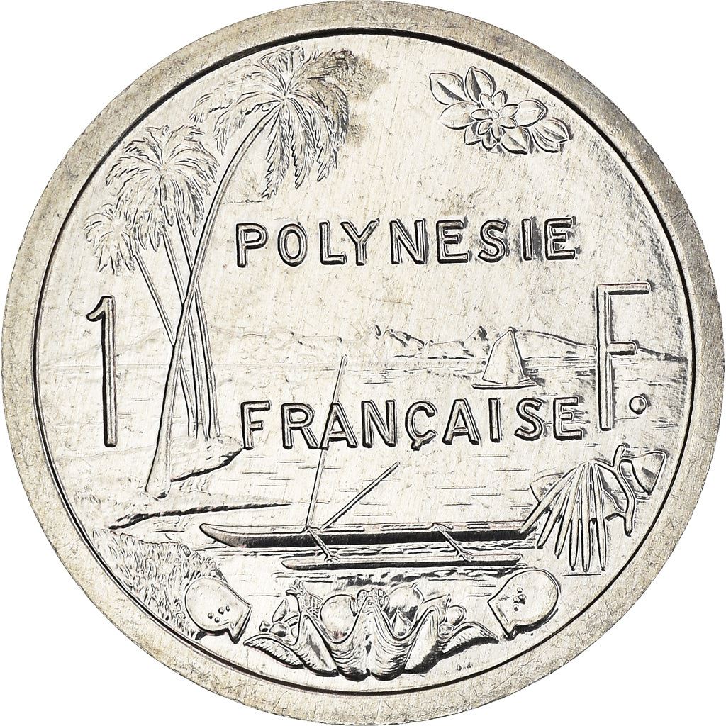 French Polynesia Coin French Polynesian 1 Franc | Liberty Sitting | Throne | Palm Tree | Sailboat | KM11 | 1975 - 2020