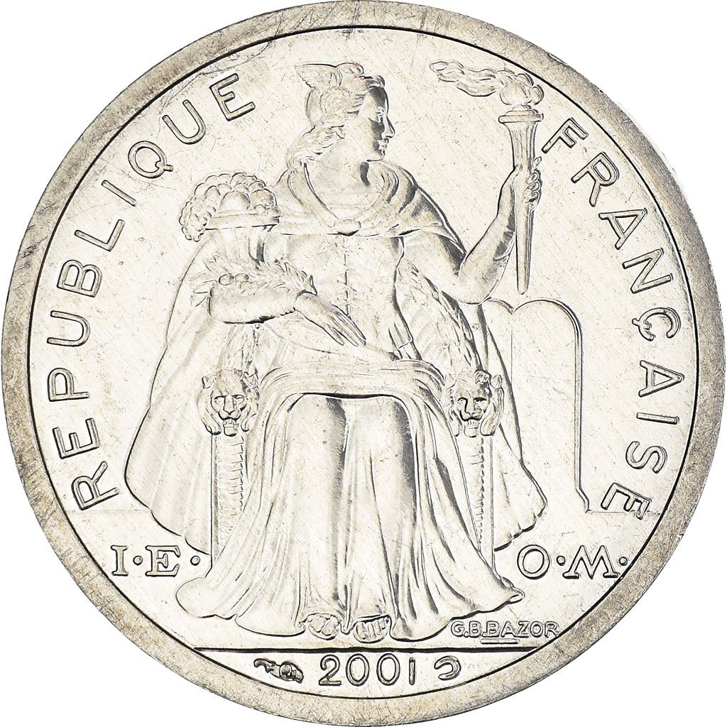 French Polynesia Coin French Polynesian 1 Franc | Liberty Sitting | Throne | Palm Tree | Sailboat | KM11 | 1975 - 2020