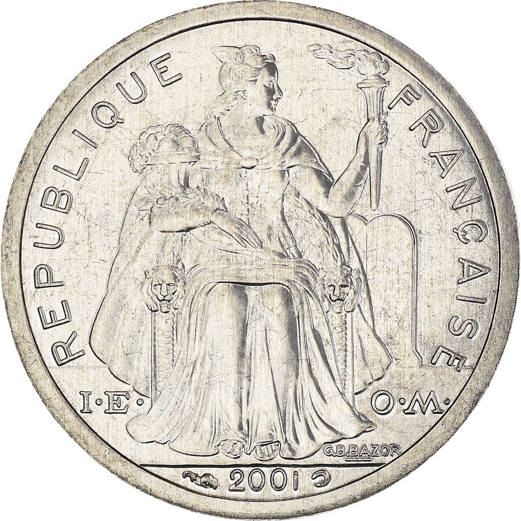 French Polynesia Coin French Polynesian 1 Franc | Liberty Sitting | Throne | Palm Tree | Sailboat | KM11 | 1975 - 2020