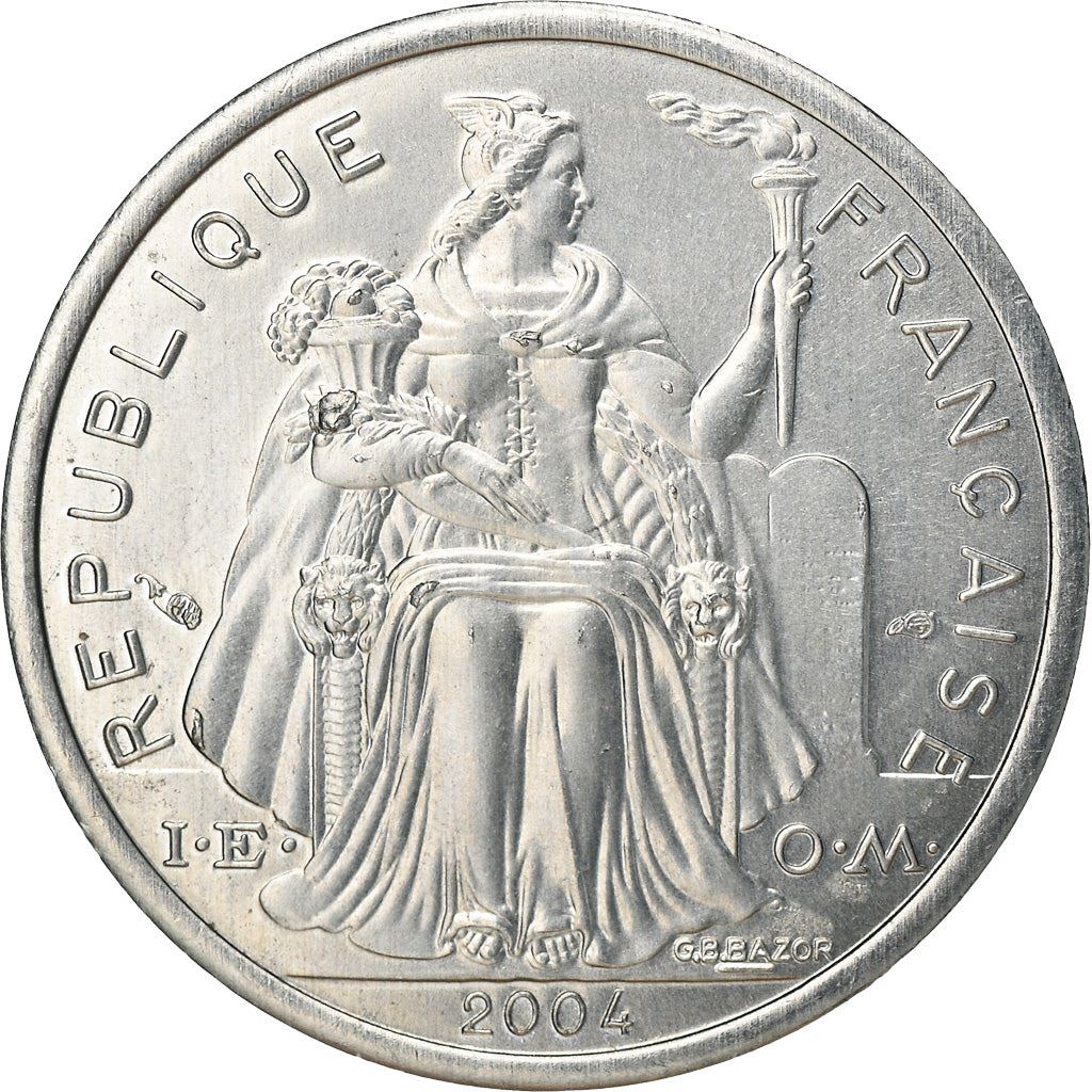 French Polynesia Coin French Polynesian 1 Franc | Liberty Sitting | Throne | Palm Tree | Sailboat | KM11 | 1975 - 2020