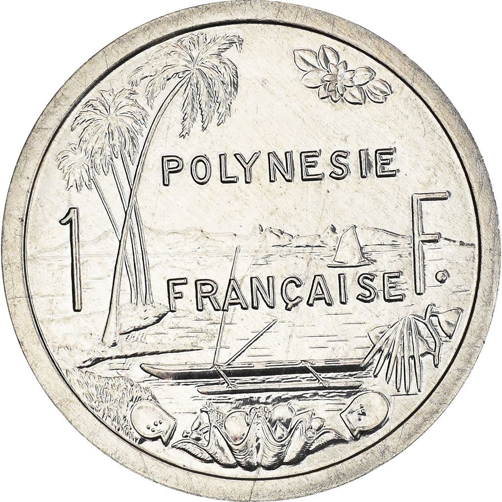 French Polynesia Coin French Polynesian 1 Franc | Liberty Sitting | Throne | Palm Tree | Sailboat | KM11 | 1975 - 2020