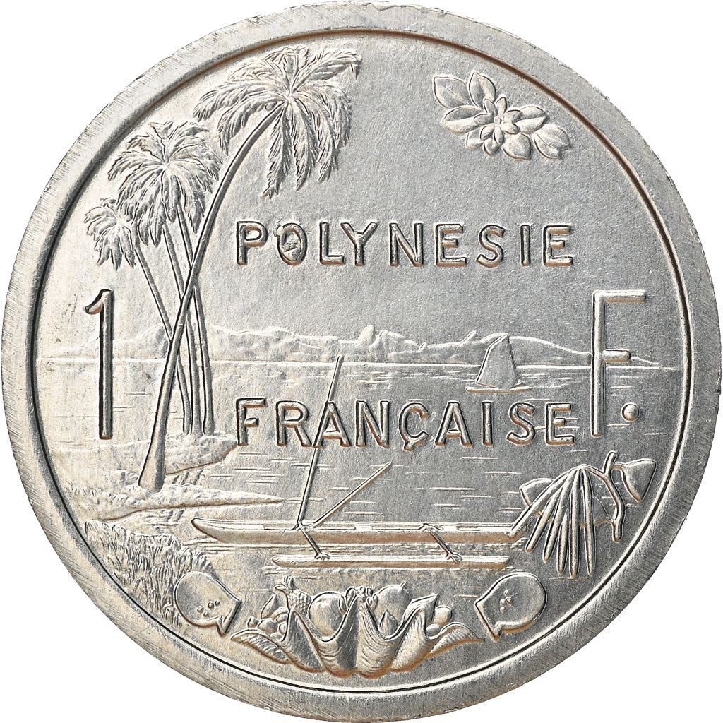 French Polynesia Coin French Polynesian 1 Franc | Liberty Sitting | Throne | Palm Tree | Sailboat | KM11 | 1975 - 2020