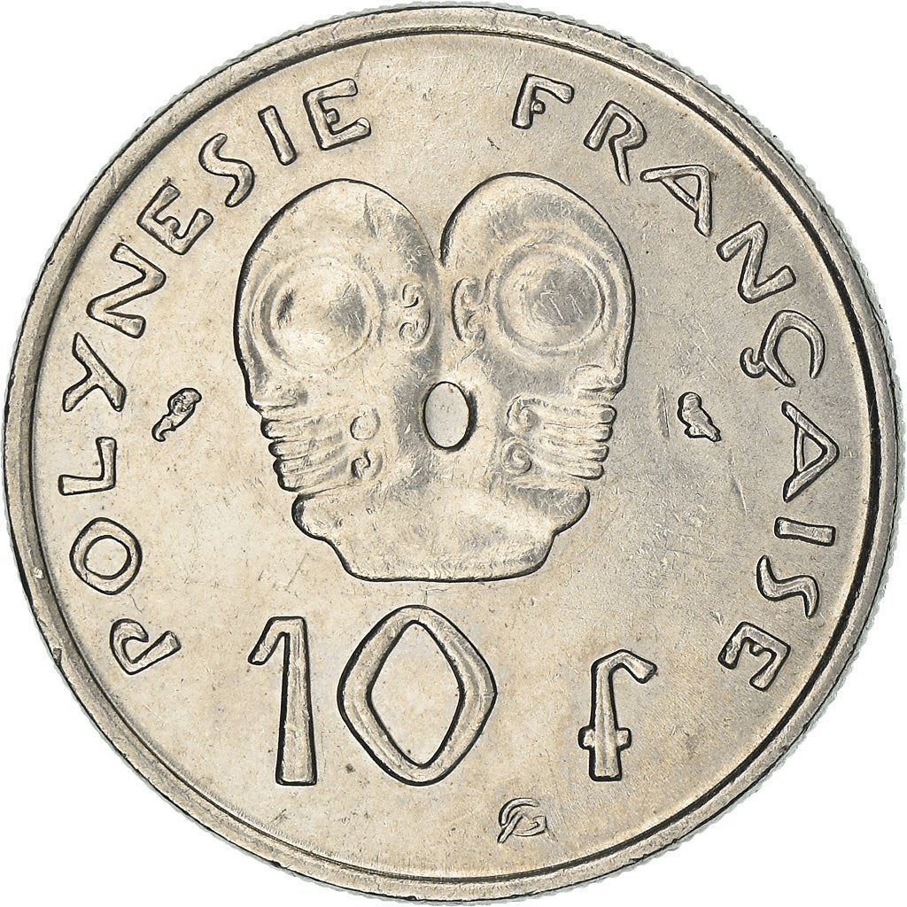 French Polynesia Coin French Polynesian 10 Francs | Marianne | Phrygian Cap | Tribal Mask | KM8 | 1972 - 2005