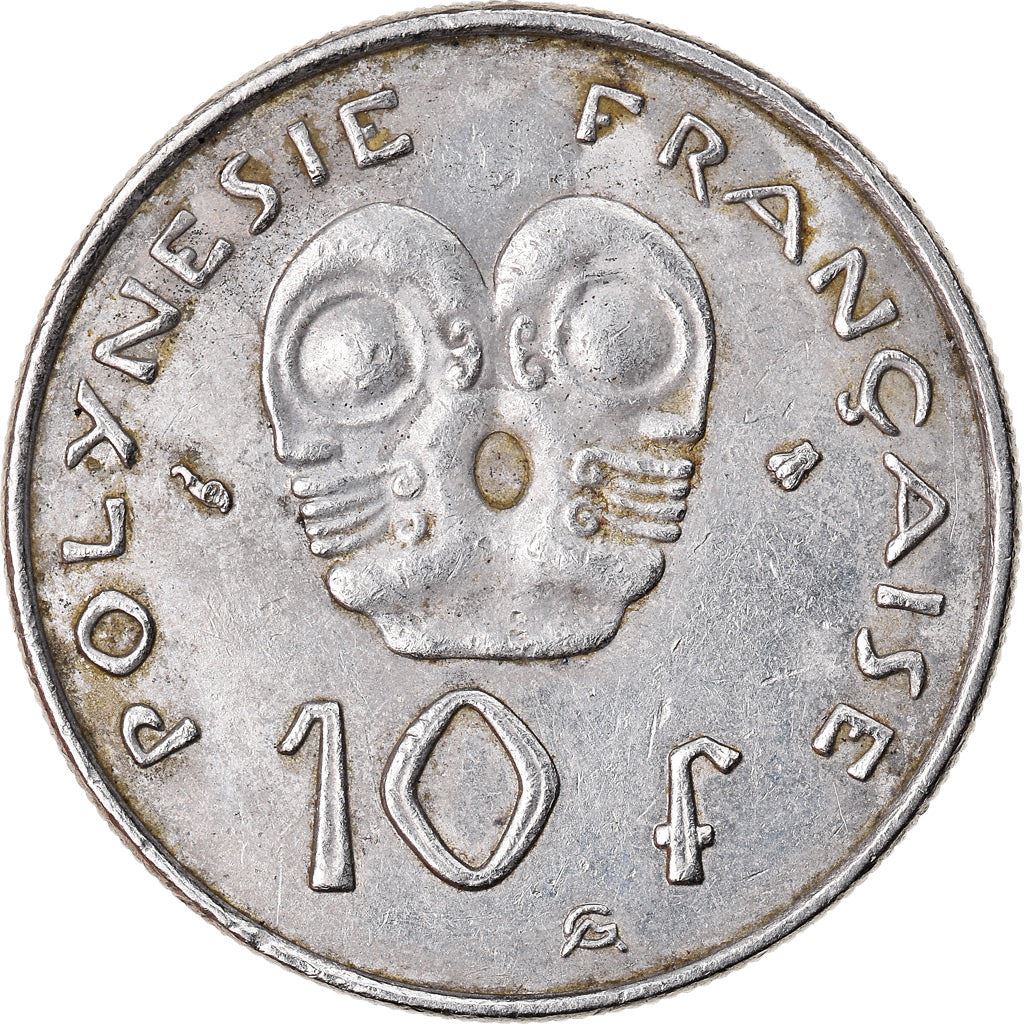 French Polynesia Coin French Polynesian 10 Francs | Marianne | Phrygian Cap | Tribal Mask | KM8 | 1972 - 2005