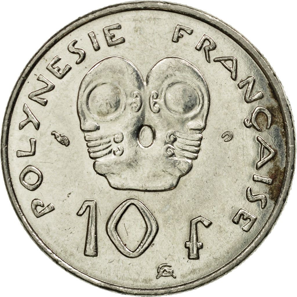 French Polynesia Coin French Polynesian 10 Francs | Marianne | Phrygian Cap | Tribal Mask | KM8 | 1972 - 2005