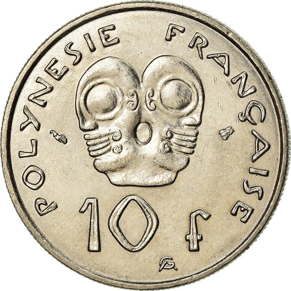 French Polynesia Coin French Polynesian 10 Francs | Marianne | Phrygian Cap | Tribal Mask | KM8 | 1972 - 2005