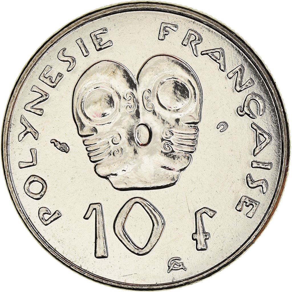 French Polynesia Coin French Polynesian 10 Francs | Marianne | Phrygian Cap | Tribal Mask | KM8 | 1972 - 2005