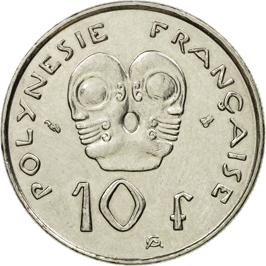 French Polynesia Coin French Polynesian 10 Francs | Marianne | Phrygian Cap | Tribal Mask | KM8 | 1972 - 2005