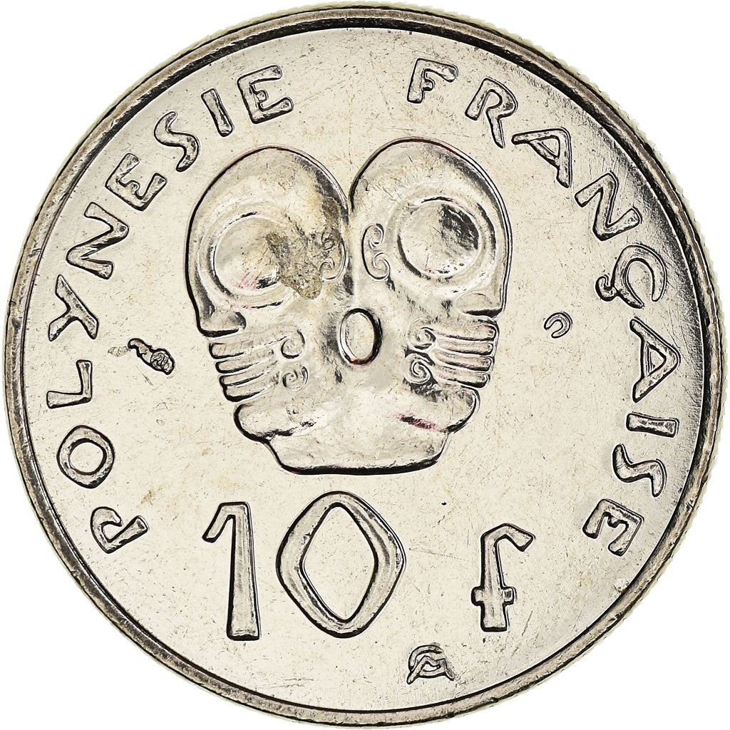 French Polynesia Coin French Polynesian 10 Francs | Marianne | Phrygian Cap | Tribal Mask | KM8 | 1972 - 2005