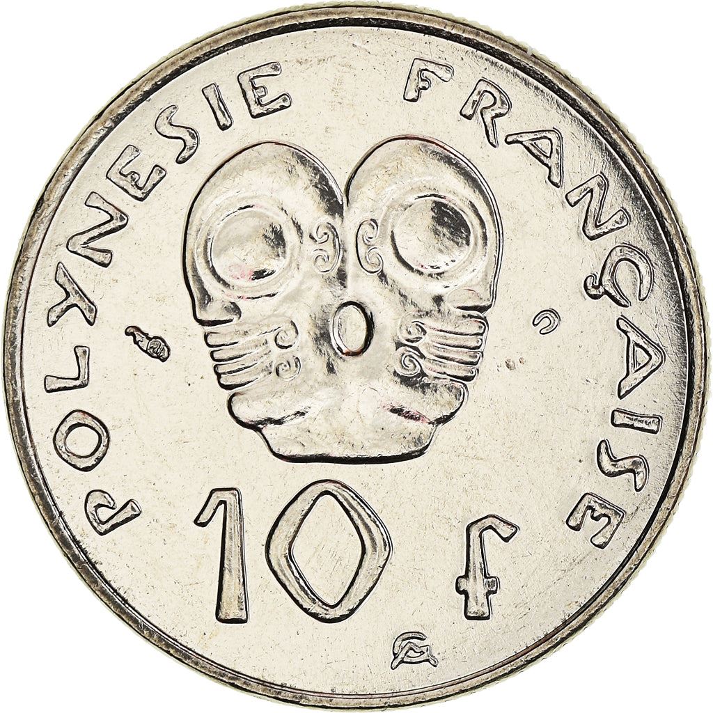 French Polynesia Coin French Polynesian 10 Francs | Marianne | Phrygian Cap | Tribal Mask | KM8 | 1972 - 2005