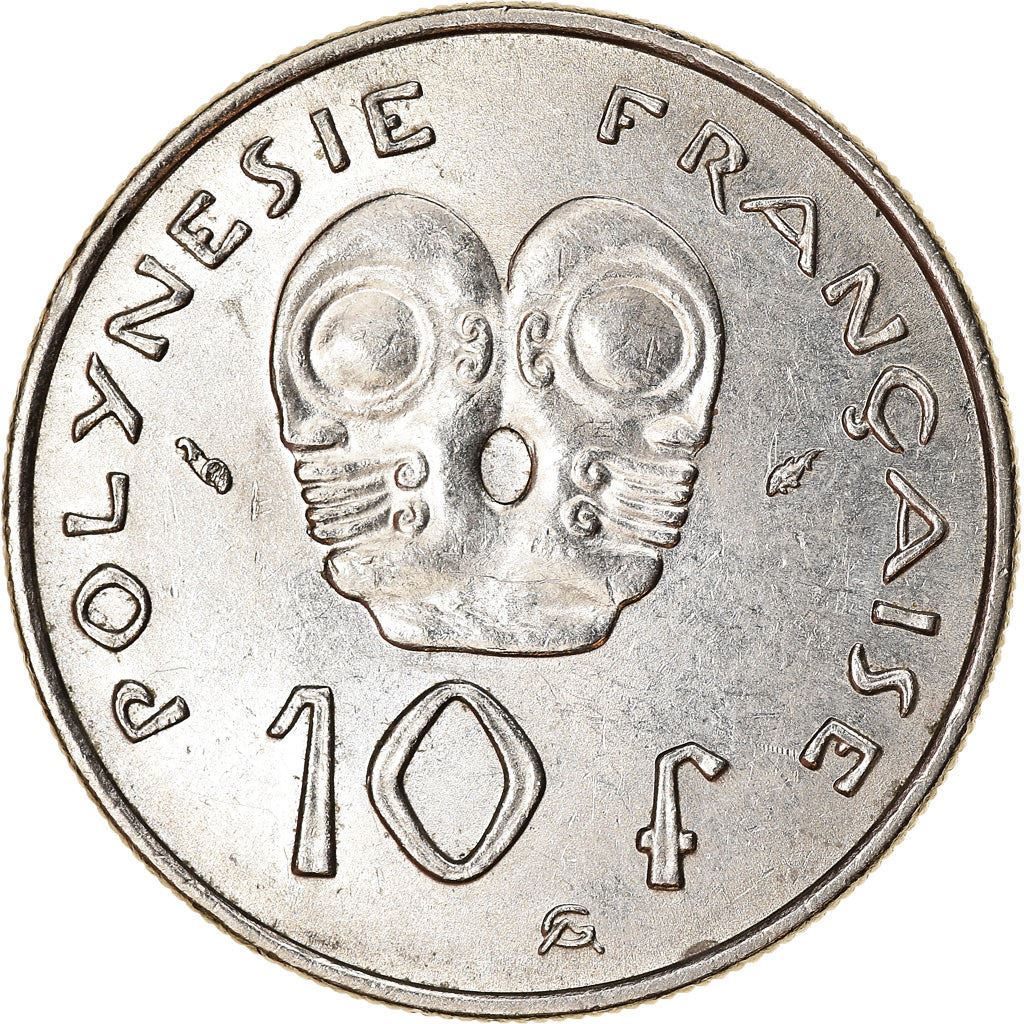 French Polynesia Coin French Polynesian 10 Francs | Marianne | Phrygian Cap | Tribal Mask | KM8 | 1972 - 2005