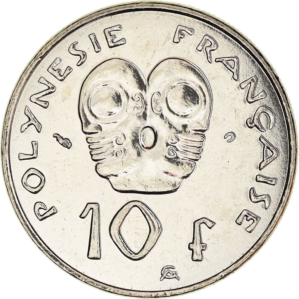 French Polynesia Coin French Polynesian 10 Francs | Marianne | Phrygian Cap | Tribal Mask | KM8 | 1972 - 2005