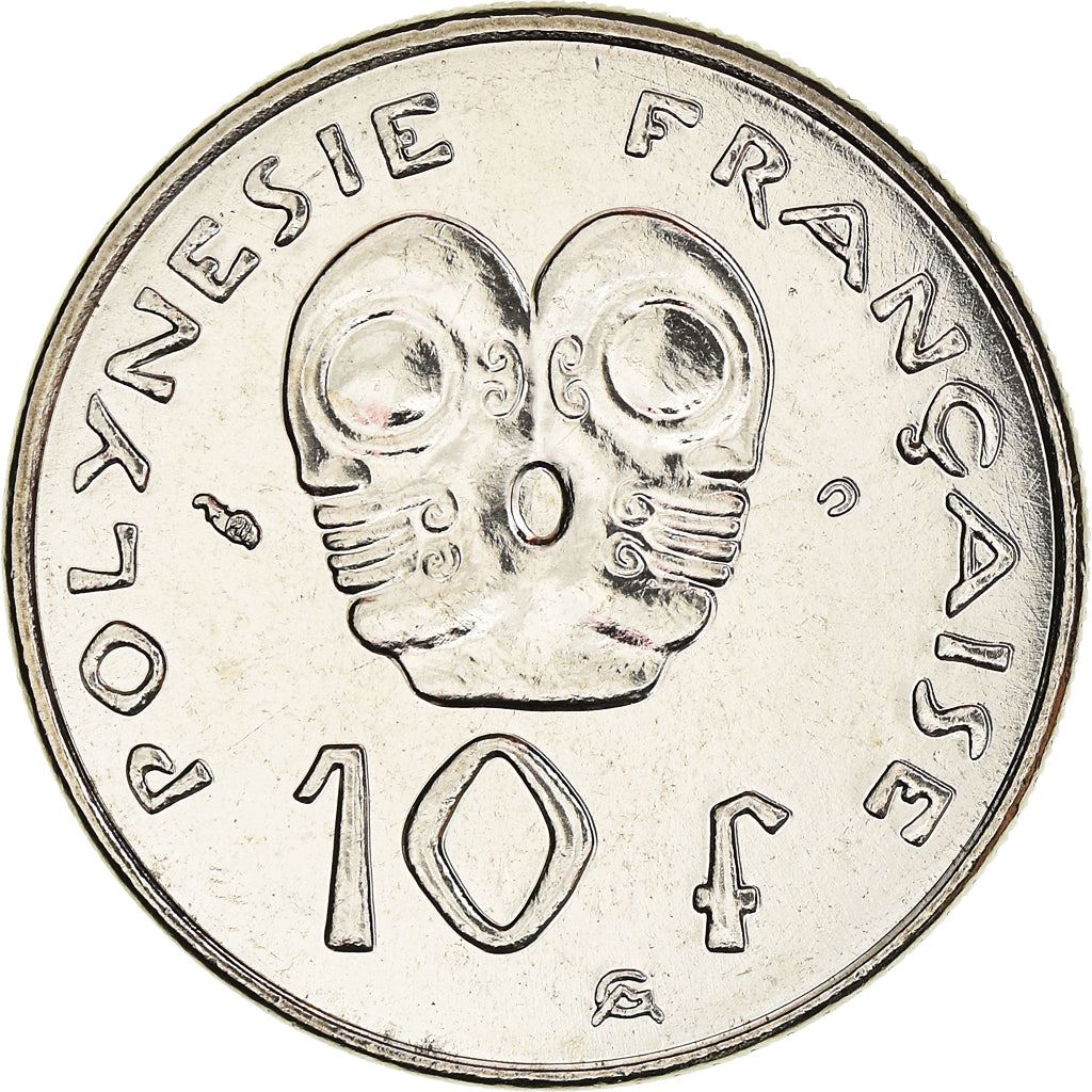 French Polynesia Coin French Polynesian 10 Francs | Marianne | Phrygian Cap | Tribal Mask | KM8 | 1972 - 2005