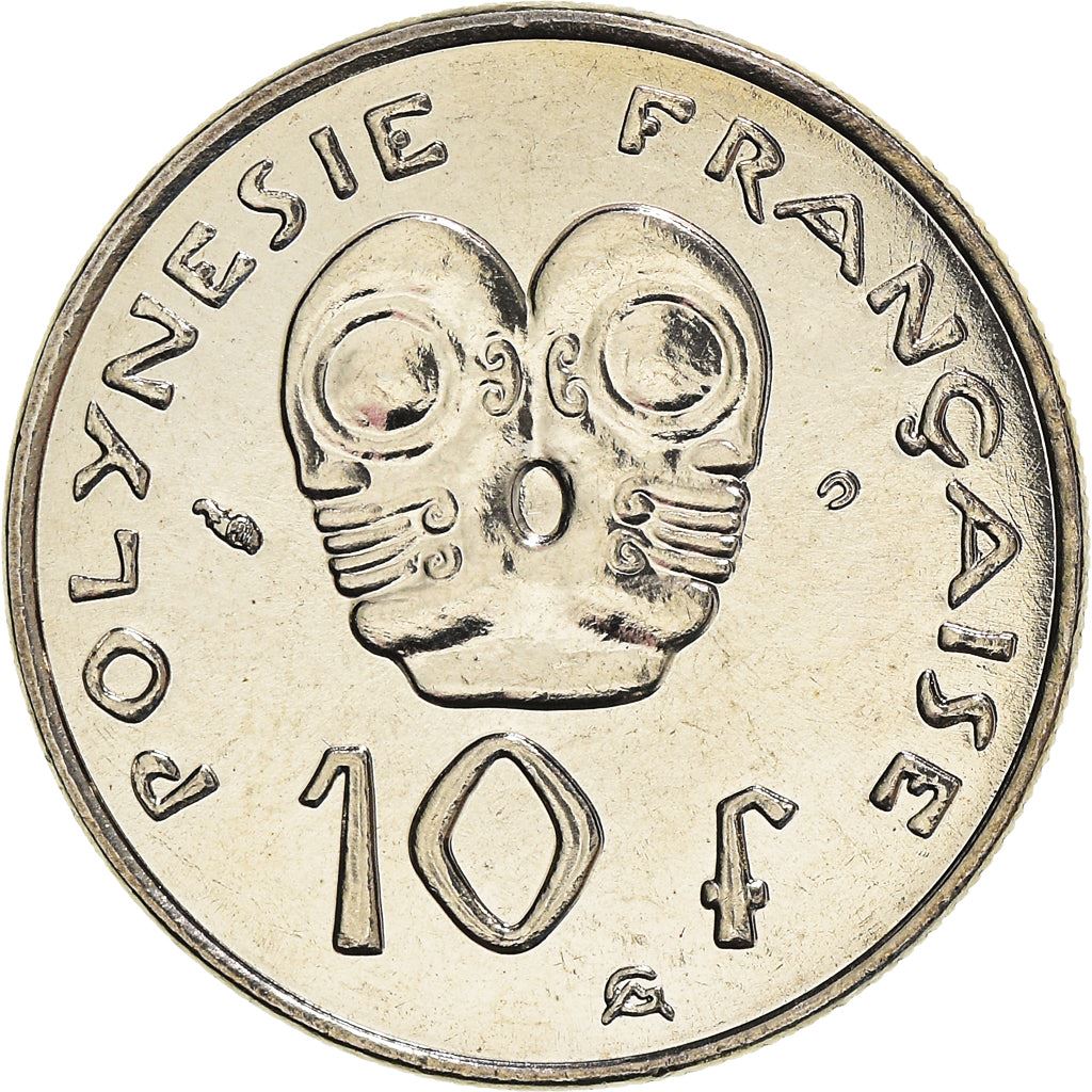 French Polynesia Coin French Polynesian 10 Francs | Marianne | Phrygian Cap | Tribal Mask | KM8 | 1972 - 2005