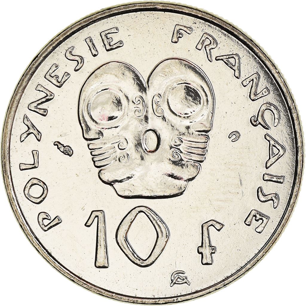 French Polynesia Coin French Polynesian 10 Francs | Marianne | Phrygian Cap | Tribal Mask | KM8 | 1972 - 2005