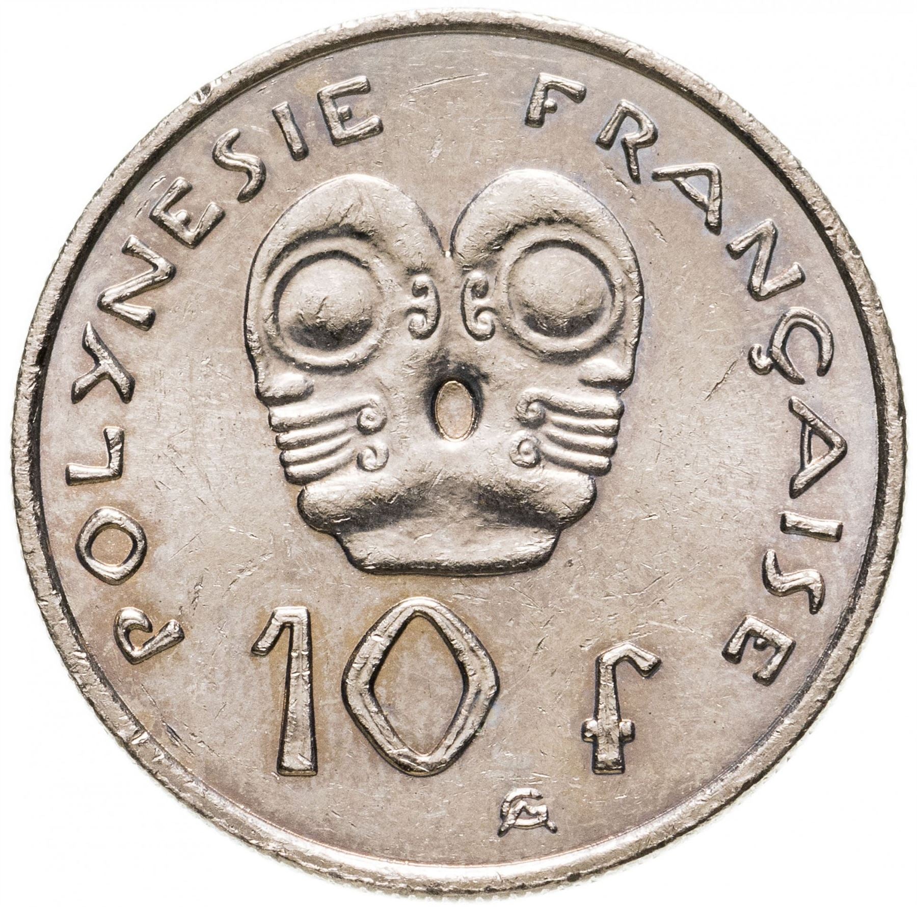 French Polynesia Coin French Polynesian 10 Francs | Marianne | Phrygian Cap | Tribal Mask | KM8a | 2006 - 2020