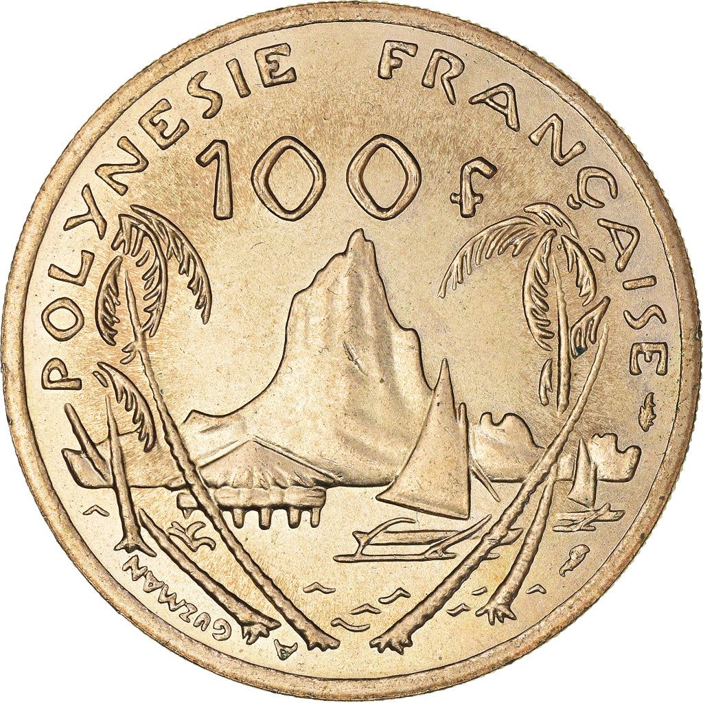 French Polynesia Coin French Polynesian 100 Francs | Marianne | Phrygian Cap | Moorea Harbor | KM14 | 1976 - 2005