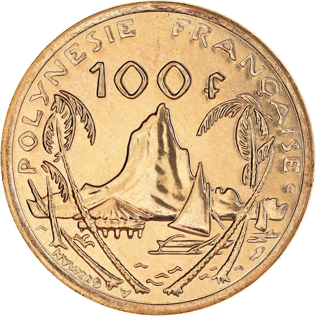 French Polynesia Coin French Polynesian 100 Francs | Marianne | Phrygian Cap | Moorea Harbor | KM14 | 1976 - 2005