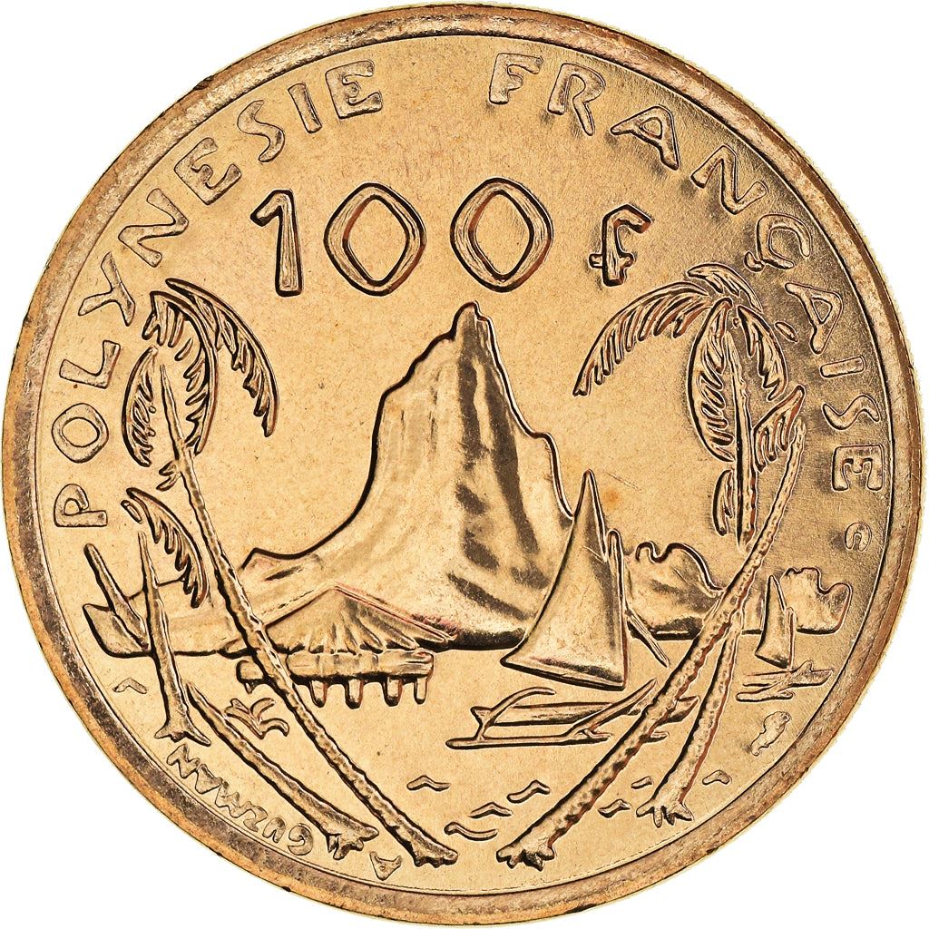 French Polynesia Coin French Polynesian 100 Francs | Marianne | Phrygian Cap | Moorea Harbor | KM14 | 1976 - 2005