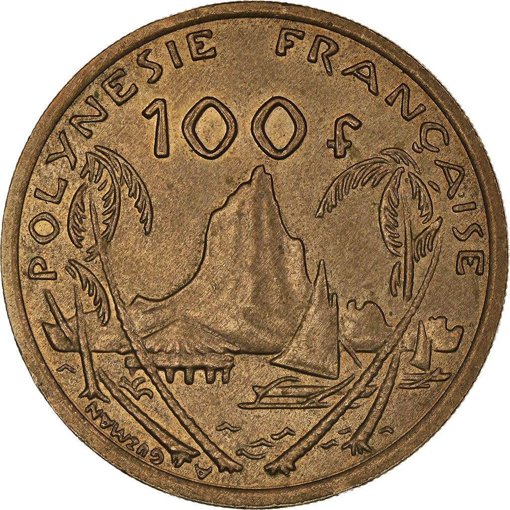 French Polynesia Coin French Polynesian 100 Francs | Marianne | Phrygian Cap | Moorea Harbor | KM14 | 1976 - 2005