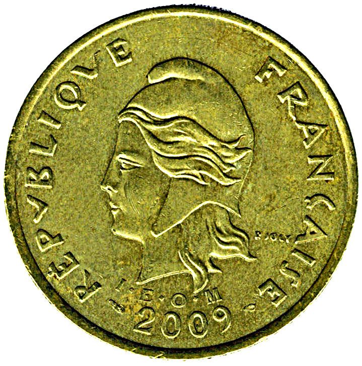 French Polynesia Coin French Polynesian 100 Francs | Marianne | Phrygian Cap | Palm Tree | Native Boat | KM14a | 2006 - 2019