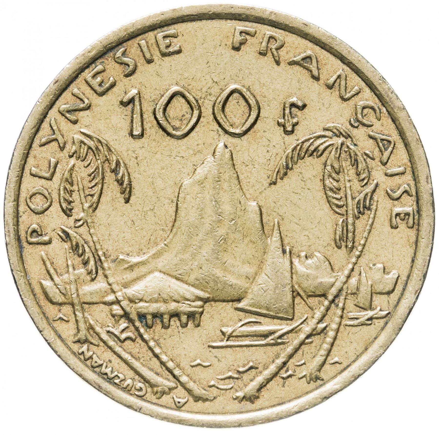 French Polynesia Coin French Polynesian 100 Francs | Marianne | Phrygian Cap | Palm Tree | Native Boat | KM14a | 2006 - 2019