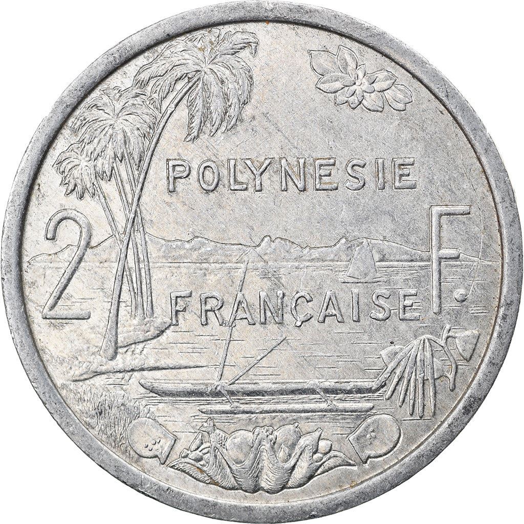 French Polynesia Coin French Polynesian 2 Francs | Liberty Sitting | Throne | Palm Tree | Sailboat | KM10 | 1973 - 2020