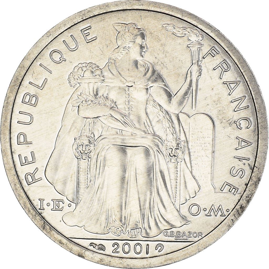 French Polynesia Coin French Polynesian 2 Francs | Liberty Sitting | Throne | Palm Tree | Sailboat | KM10 | 1973 - 2020